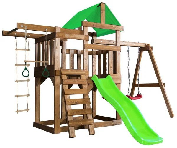 Игровая площадка для улицы и дачи Babygarden Play 5 - светло-зеленая, игровой комплекс для детей, с горкой #1