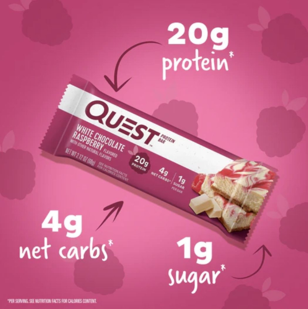 Протеиновый батончик Quest Protein Bar White Chocolate Raspberry 60 грамм. #1