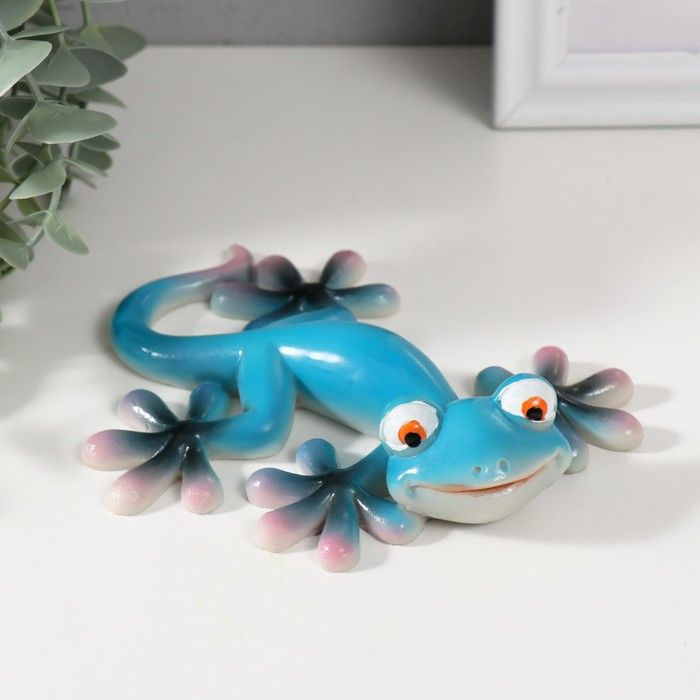 Сувенир полистоун "Маленький геккон" синий 13х11х3 см #1