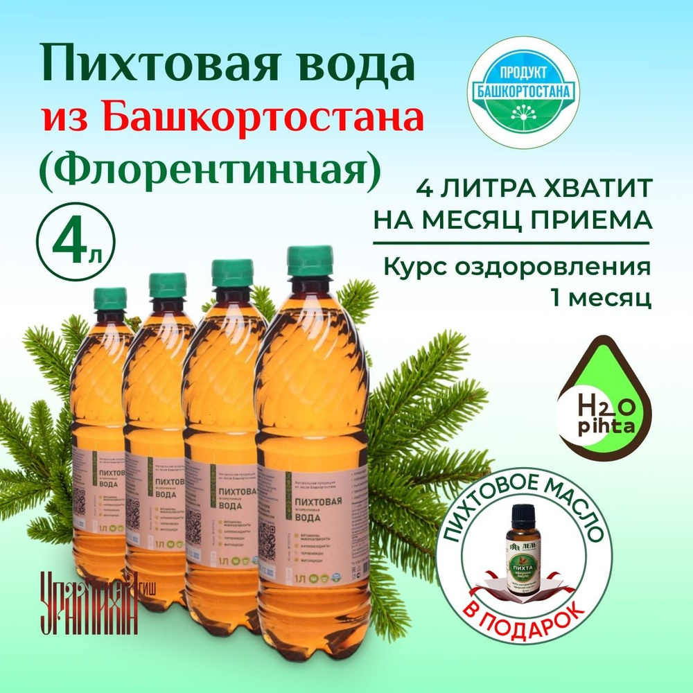 Вода Флорентинная, пихтовая,"Натуральные продукты из лесов Башкортостана" 4 шт по 1 л  #1