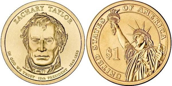 США, 1 доллар 2009 год, 12-й президент Закари Тейлор #1