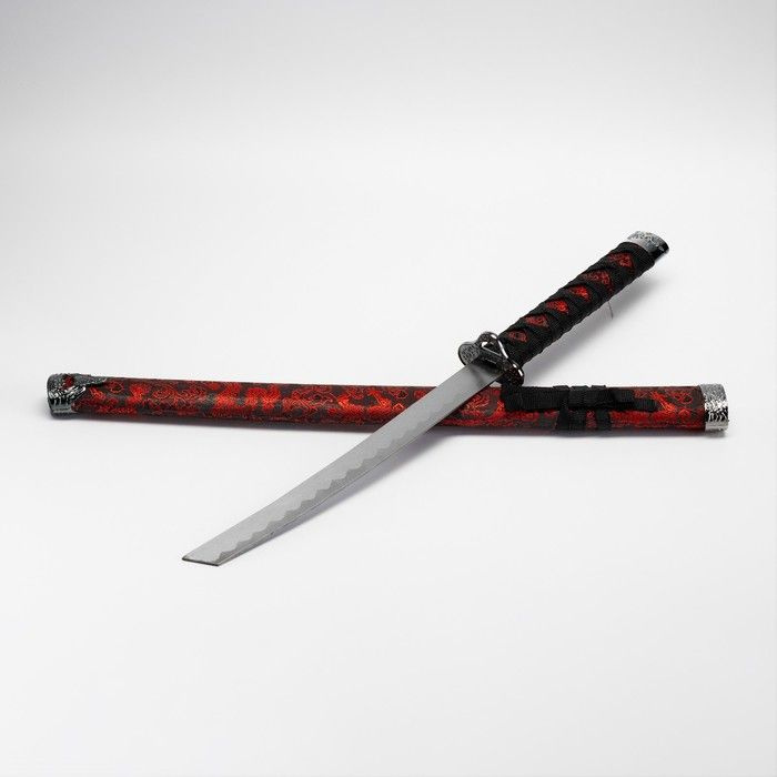 Сувенирное оружие "Катана", красный цветочный узор на ножнах, 70 см  #1