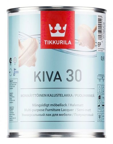 Tikkurila КИВА 30 EP Лак строительный водоразб. нежелтеющий. акрилатный для мебели п/мат 0.9л  #1