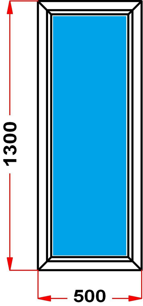 Окно из профиля Grunder 60 мм (1300 x 500) , не открывающееся, стеклопакет 3 стекла  #1