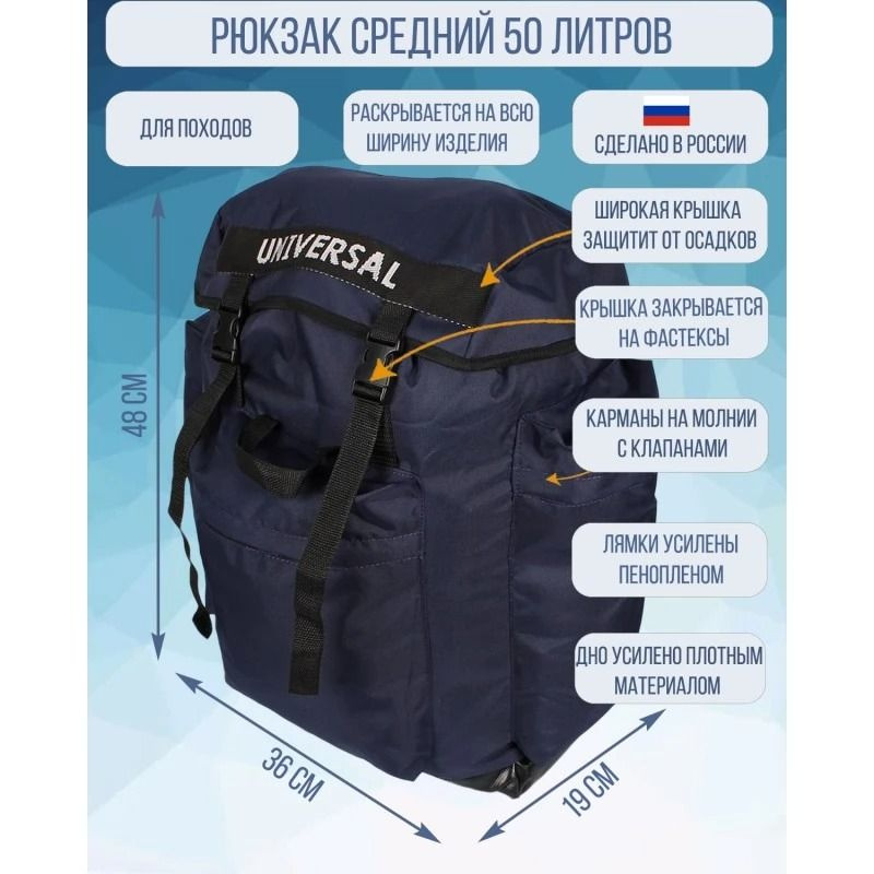 Рюкзак туристический класс Средний синий #1