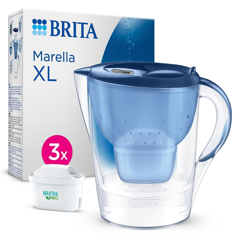 Кувшин с фильтром для воды BRITA Marella XL, 3,5 л с 3 сменным картриджем MAXTRA+ (система 3-кратной #1