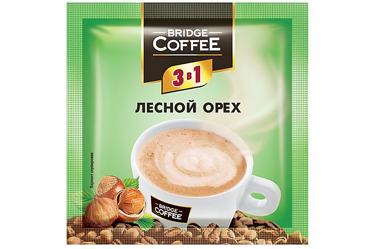 Кофейный напиток 3 в 1 с ароматом лесного ореха "Bridge Coffee" (упаковка 40шт)  #1