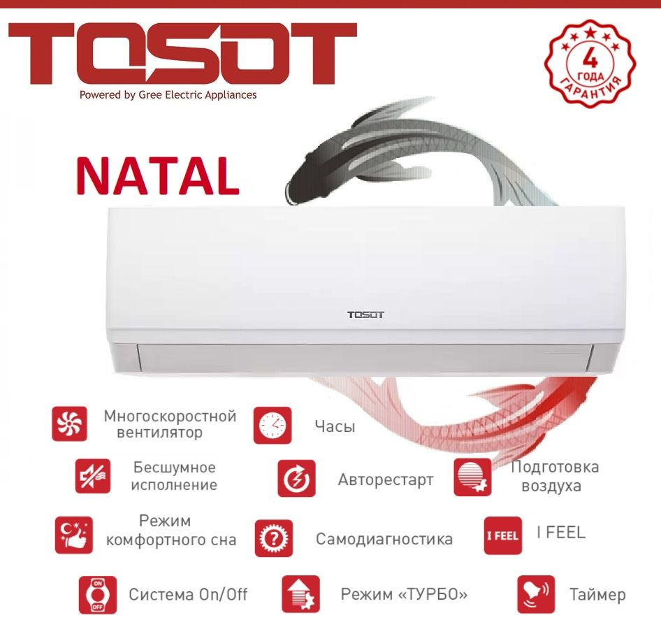 Сплит-система Tosot серии Natal New до 27кв (завод GREE) T09H-SnN2/I/T09H-SnN2/O  #1