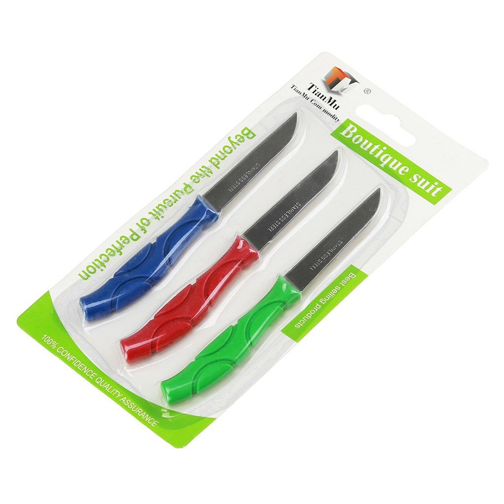 Нож для овощей КНР 64 мм, лезвие из нержавеющей стали, цветная пластмассовая ручка  #1