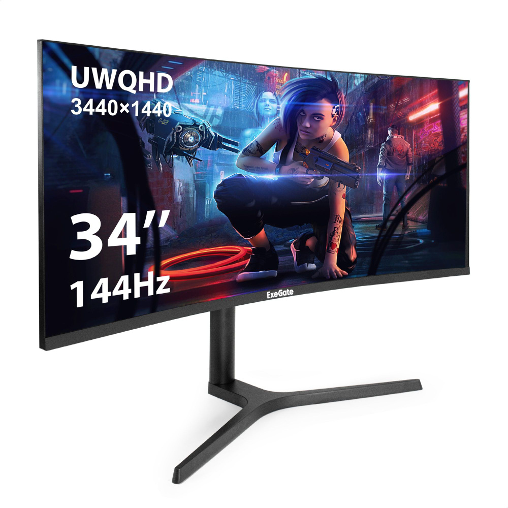 ExeGate 34" Монитор изогнутый игровой 144 Гц 34" Combat EC3407TA (VA Curved R1800 LED Grade A+, Flicker-free, #1