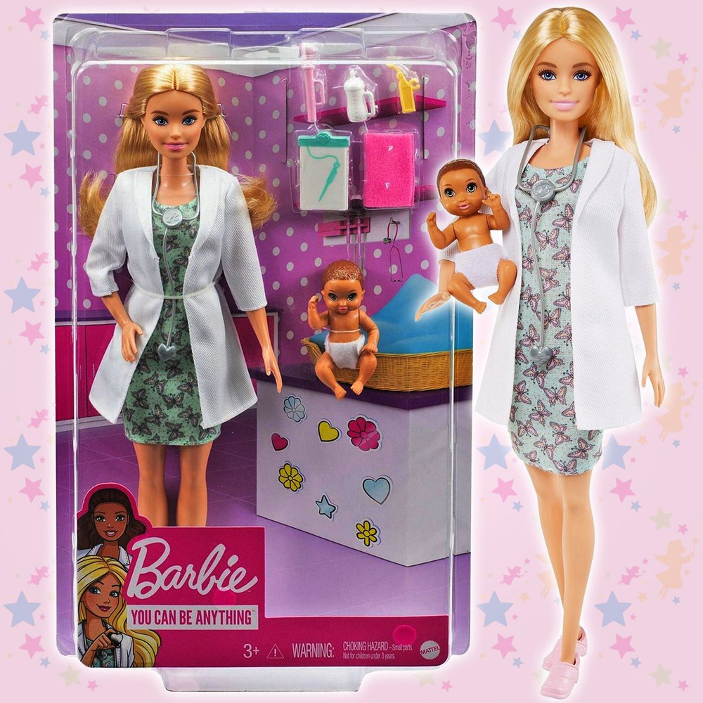 Кукла Барби Barbie педиатр с малышом-пациентом #1