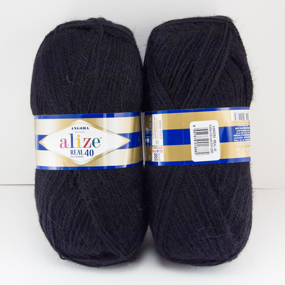 Alize пряжа "Angora Real 40" 100г 480м 60-черный (1 моток) #1