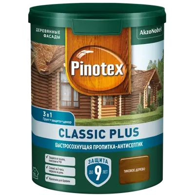 PINOTEX CLASSIC PLUS 3в1 пропитка 0.9л Тиковое дерево #1