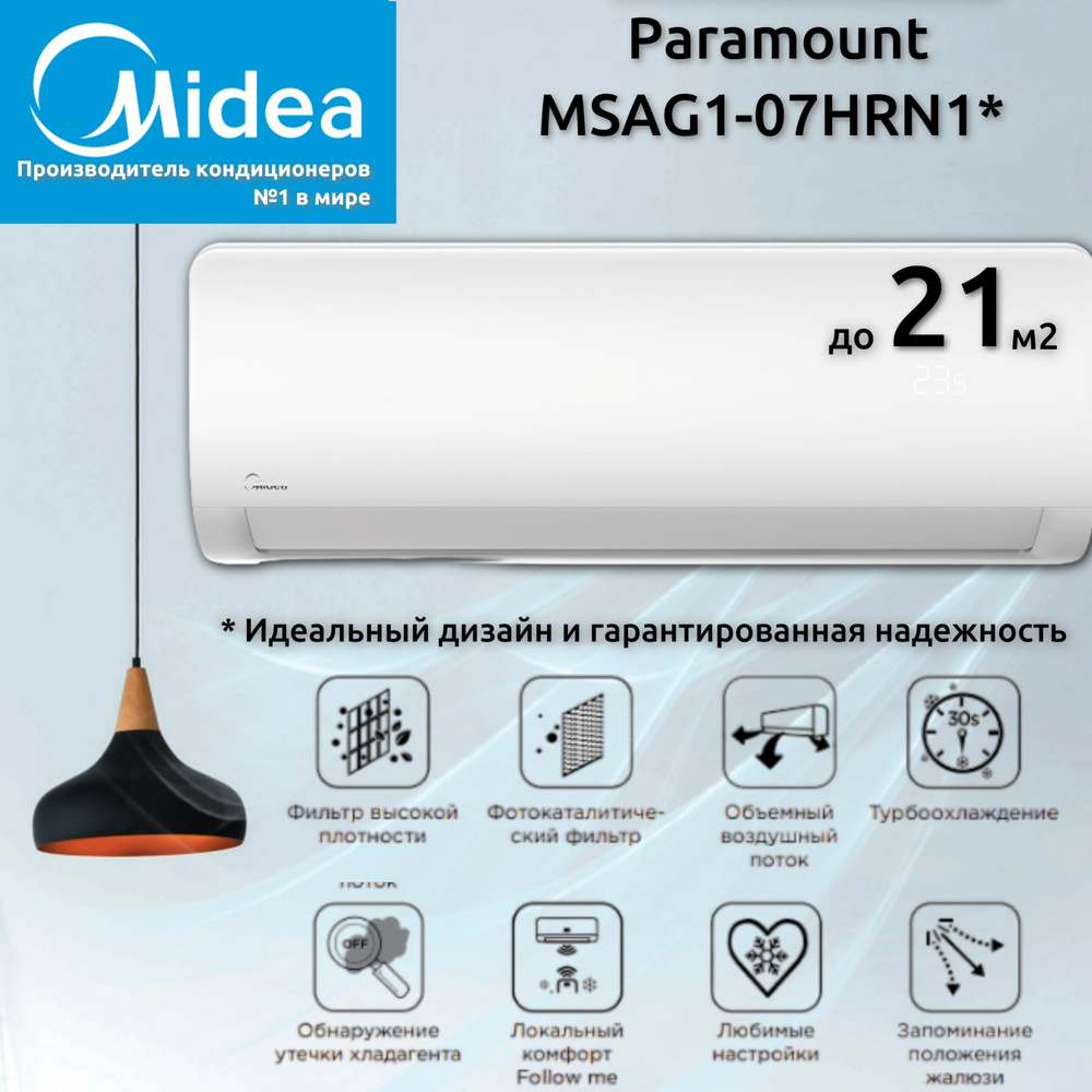 Сплит-система Midea Paramount MSAG1-07HRN1/MSAG1-07HRN1-O до 21 м2 / кондиционер настенный 7  #1