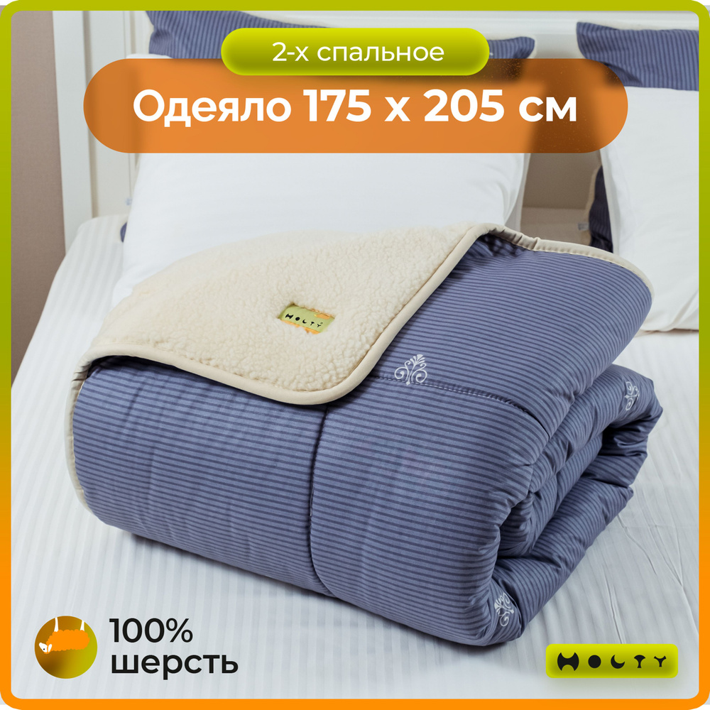 Holty Одеяло Двуспальный 175x205 см, Всесезонное, с наполнителем Овечья шерсть, комплект из 1 шт  #1