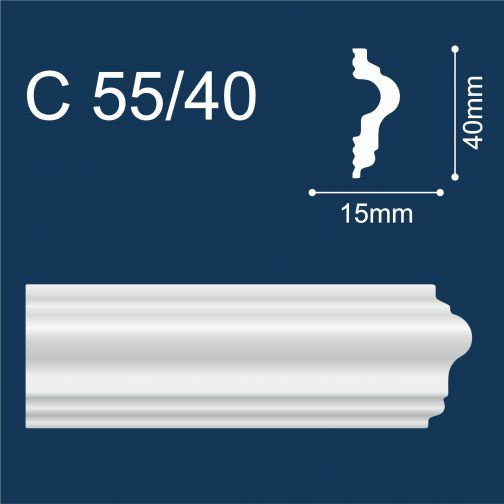 Молдинг настенно-потолочный экструдированный Солид С55/40, белый (2м/ 40мм)  #1