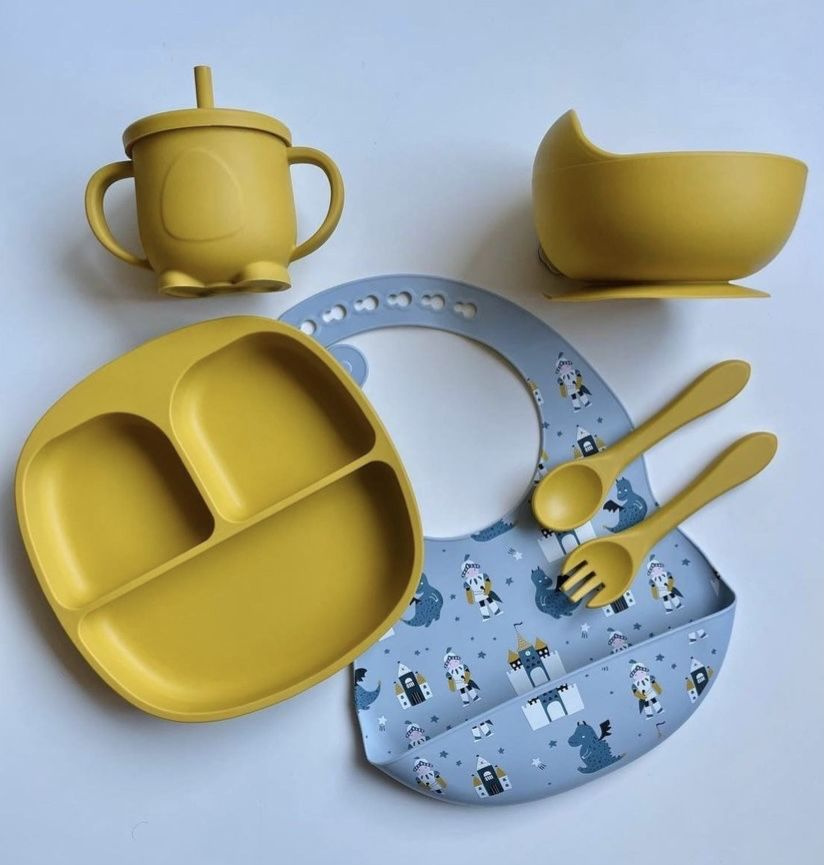 Набор детской посуды на присосках из пищевого силикона  #1