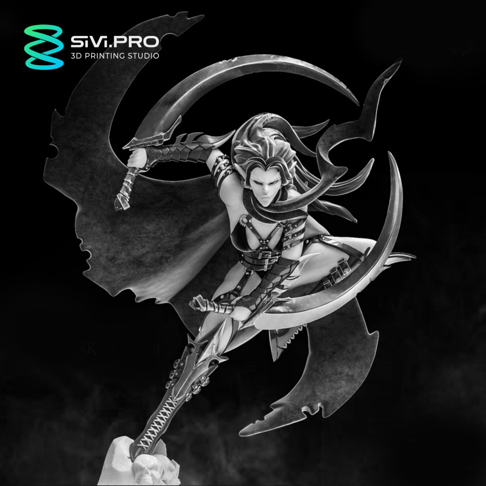 Эльфийка ассасин Викс (Elf Vixx Master Assassin), миниатюра для настольных игр РНИ, ДнД, варгеймов (DnD, #1