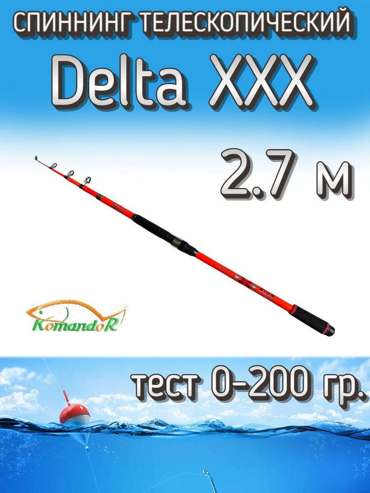 Спиннинг Komandor телескопический Delta XXX красный, тест 0-200 грамм, 270 см  #1