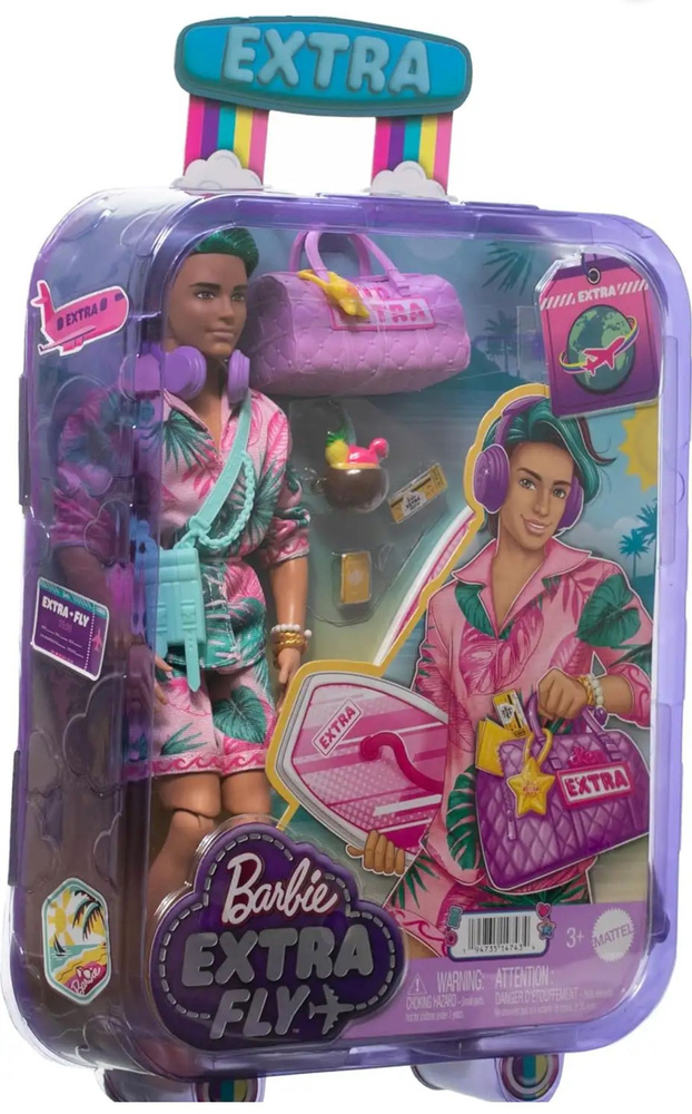 Кукла Barbie Extra Fly Beach Mattel Кен в модной пляжной одежде HNP86 #1