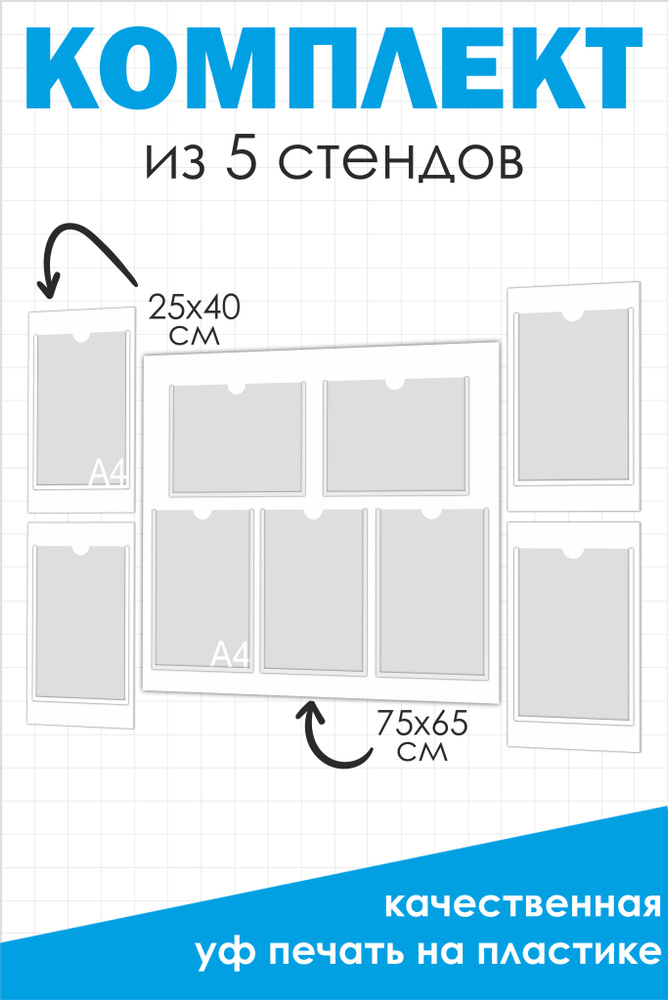Набор отдельных стендов 750х650 большой и 280х400 4 шт маленькие ПВХ 3мм + УФ печать  #1