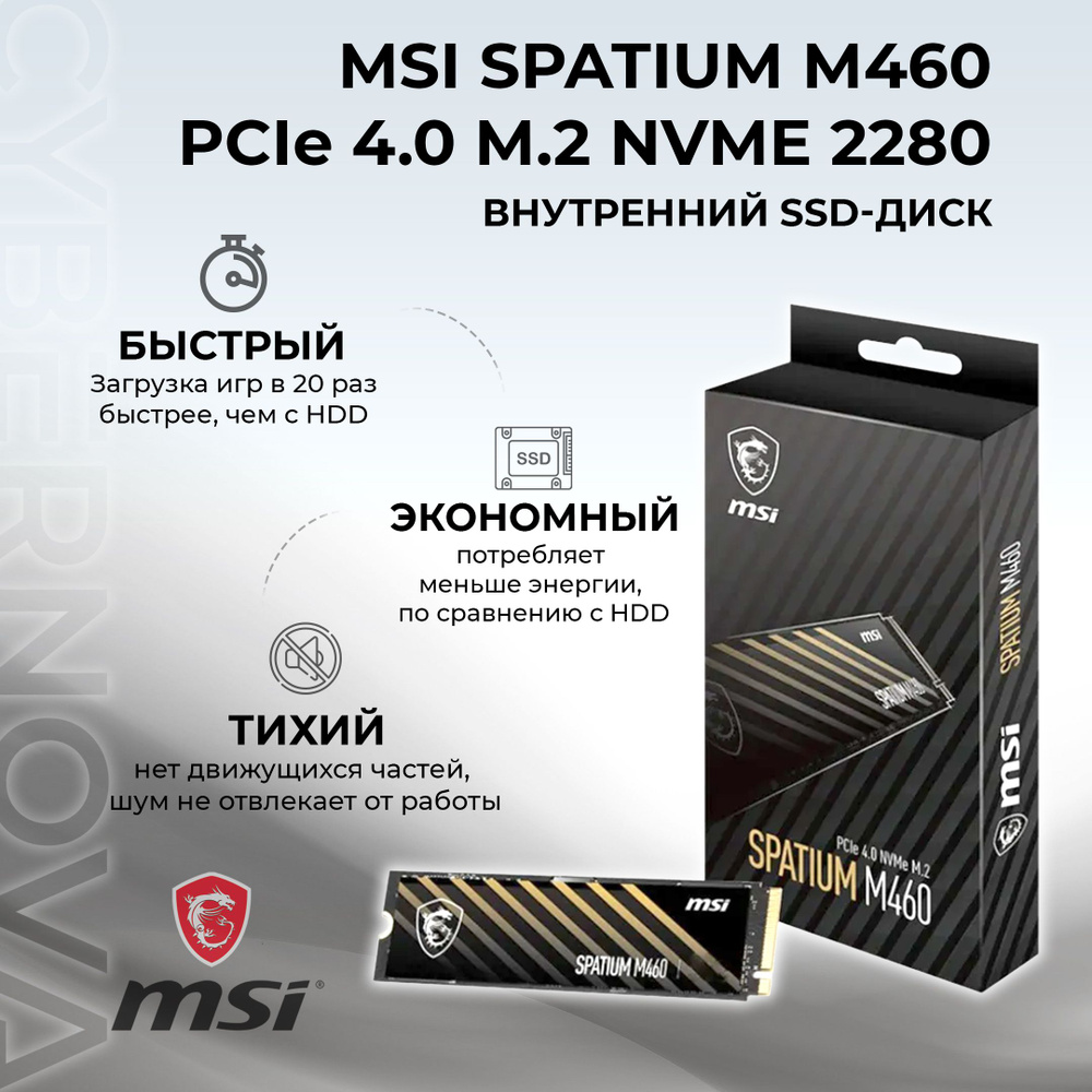 MSI 1 ТБ Внутренний SSD-диск SPATIUM M460 PCIe 4.0 NVMe M.2 (S78-440L930-P83) #1