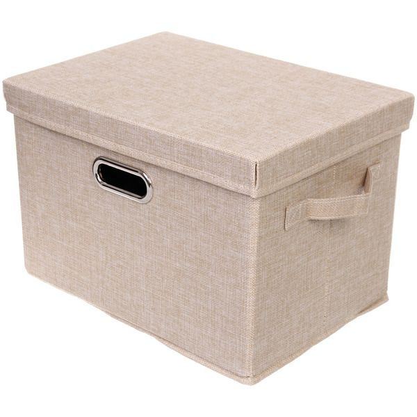 Коробка для хранения вещей складная с крышкой "ДЭСТРА", цвет светло-бежевый, 37*27*26см  #1