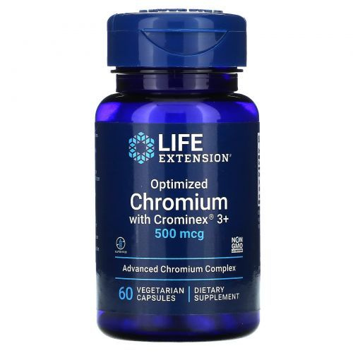 Оптимизированный хром, пищевая добавка, Life Extension, с Crominex 3+, 500 мкг, 60 капсул  #1