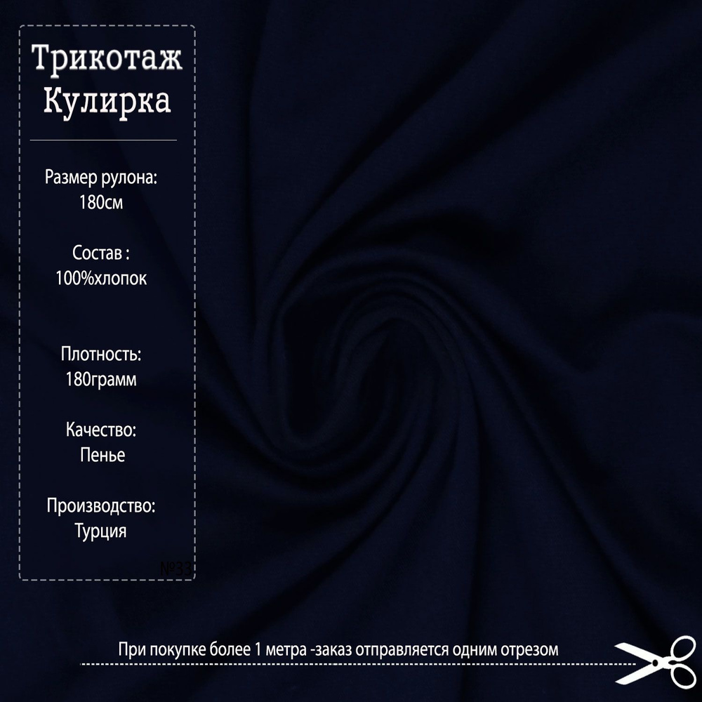 Кулирка с лайкрой ткань для шитья трикотаж.Темно-синий. Отрез 150 см х180 см плотность 180 гр.  #1