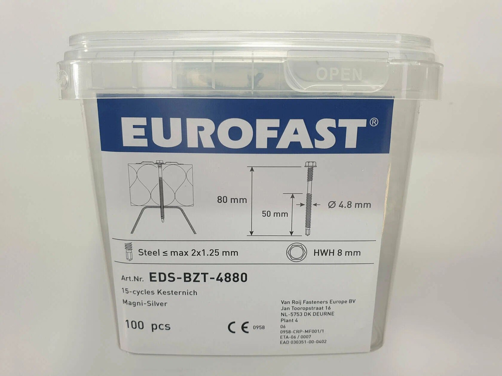 Саморез для сэндвич панелей SW8 4.8x80 (100 pcs) EUROFAST, Германия #1