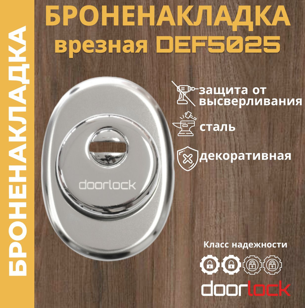 Броненакладка на цилиндровый замок DOORLOCK DEF5025 CP, декоративная врезная  #1