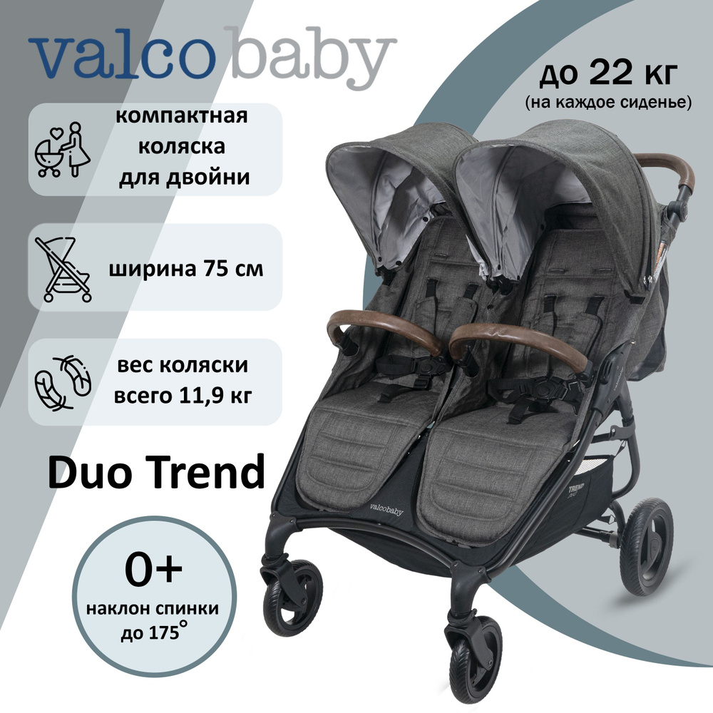 Прогулочная коляска для двойни всесезонная Valco Baby Snap Duo Trend цвет: Charcoal  #1