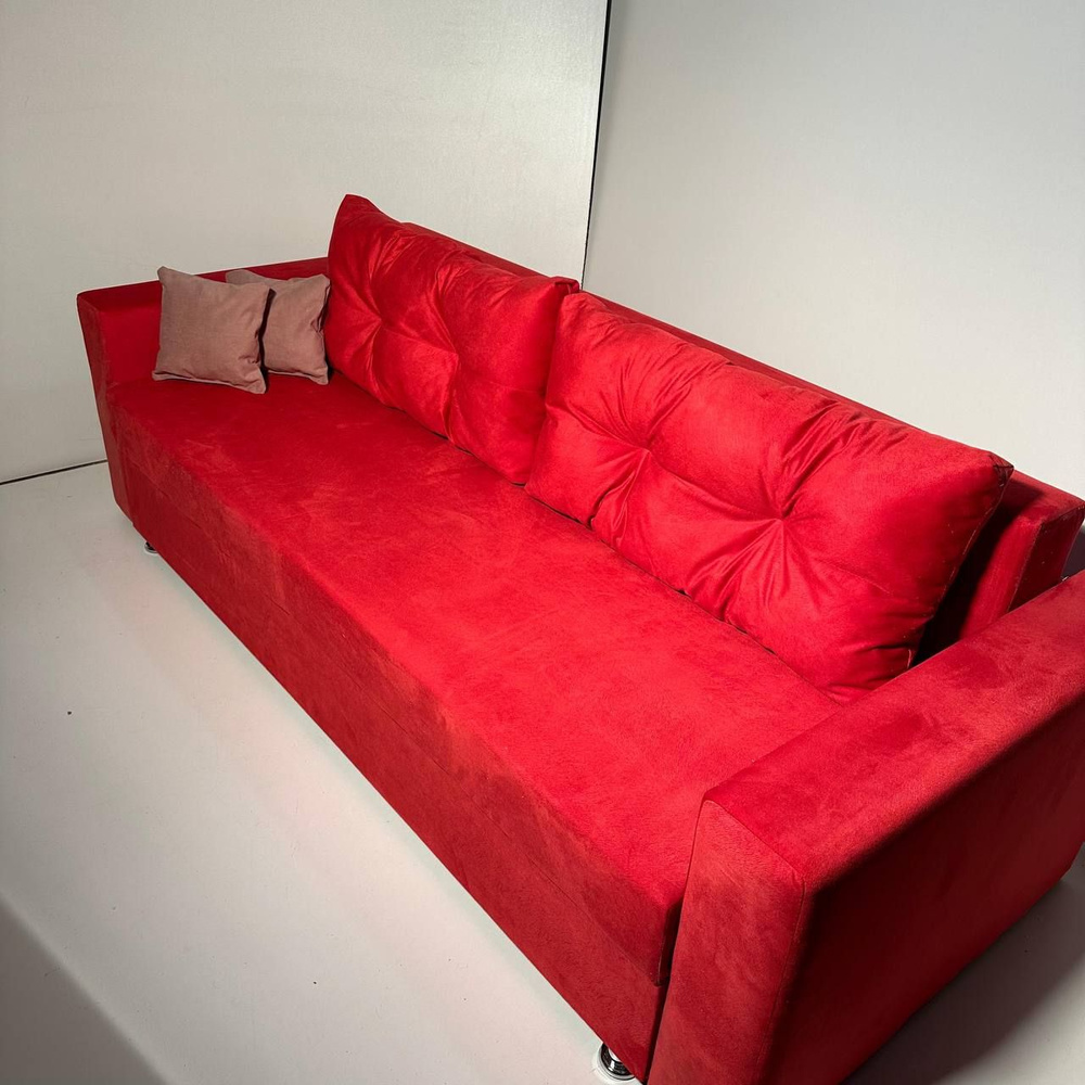 Диван-кровать Диван-кровать Комфорт-люкс, механизм Еврокнижка, 220х92х78 см,красный  #1