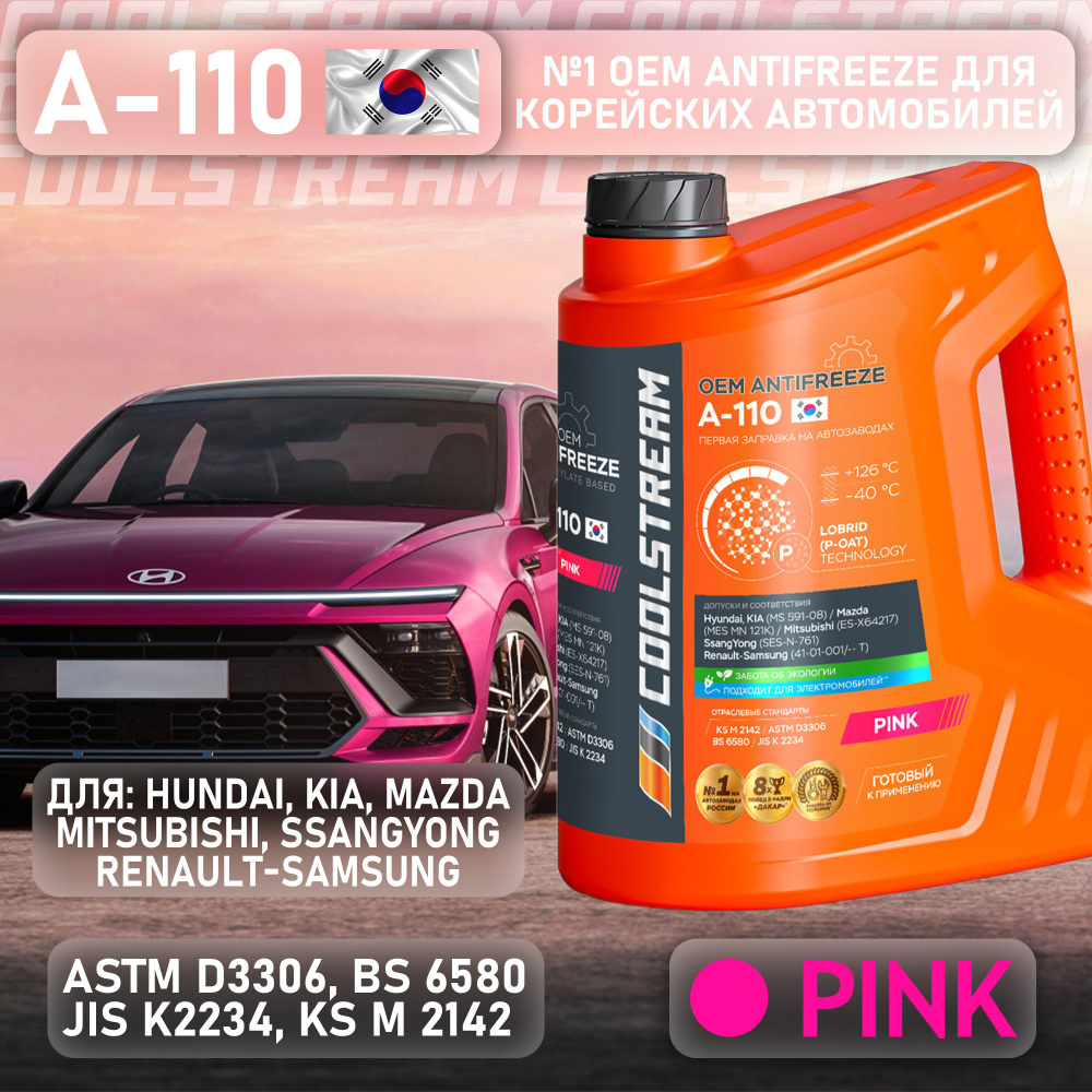 Антифриз готовый лобридный розовый A-110, 5кг, coolstream pink #1