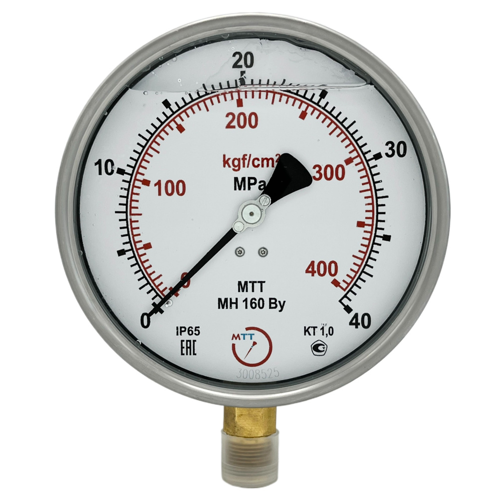 Манометр виброустойчивый МН160 от 0 до 40 МПа (400 бар), резьба М20х1,5 класс точности 1 диаметр корпуса #1