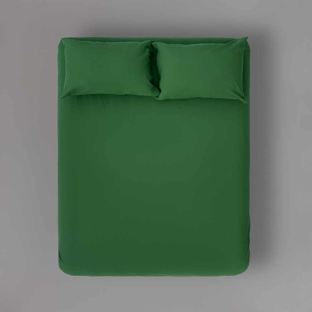 Натяжная простыня из вареного хлопка 140х200х30 см, цвет зеленый  #1
