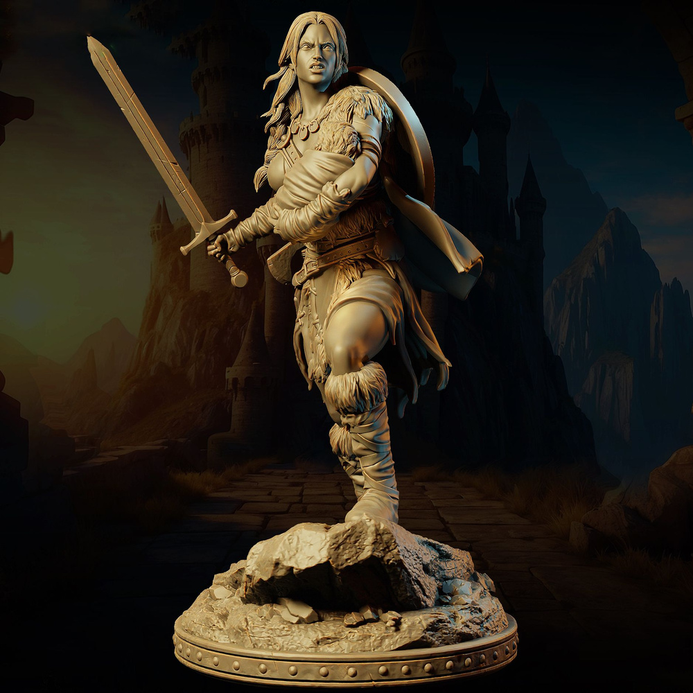 Игровая миниатюра Варвар Barbarian Female Kara - Primal Collection 32mm (Primal Collection, DND, фигурка) #1