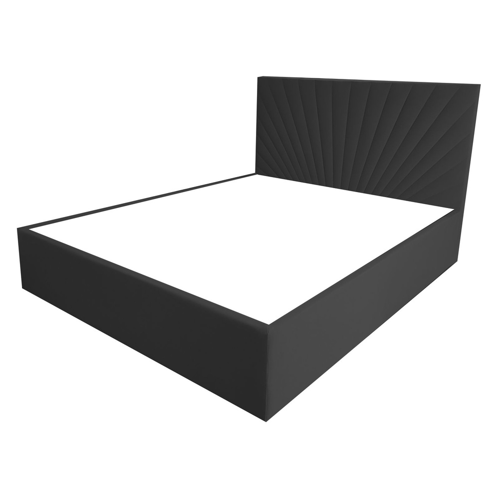 Двуспальная кровать Санремо Эко 160x200 с подъемным механизмом и с коробом для белья велюр черный ножки #1