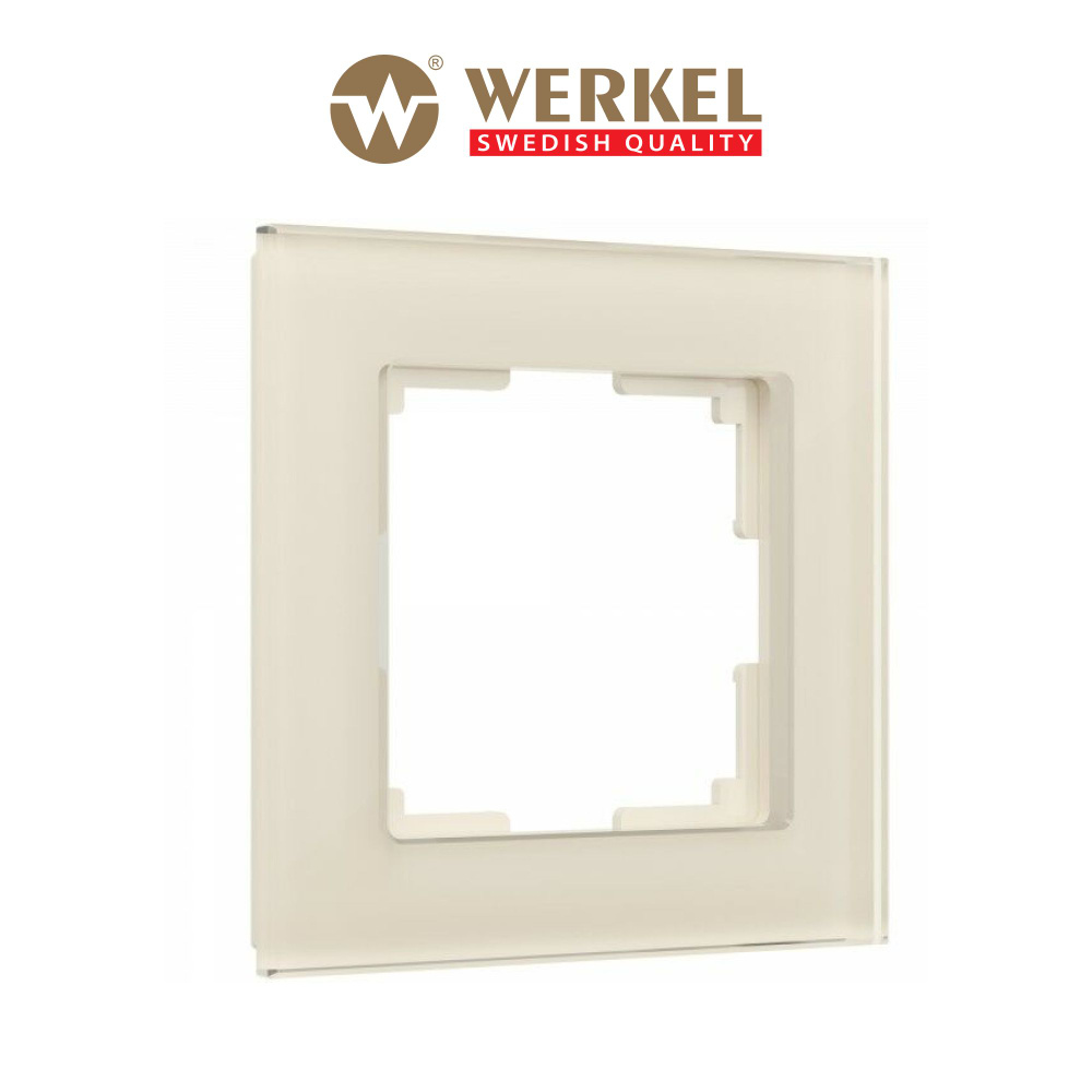Рамка для выключателей и розеток из стекла на 1 пост из Werkel Favorit молочная  #1