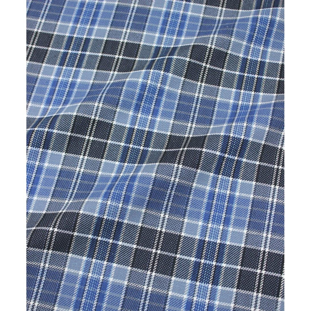 Ткань для шитья(1 м) Фуле "Клетка" цв.серо-голубой/синий/графитово-черный, ш.1.45м, хлопок-100%, 180гр/м.кв #1