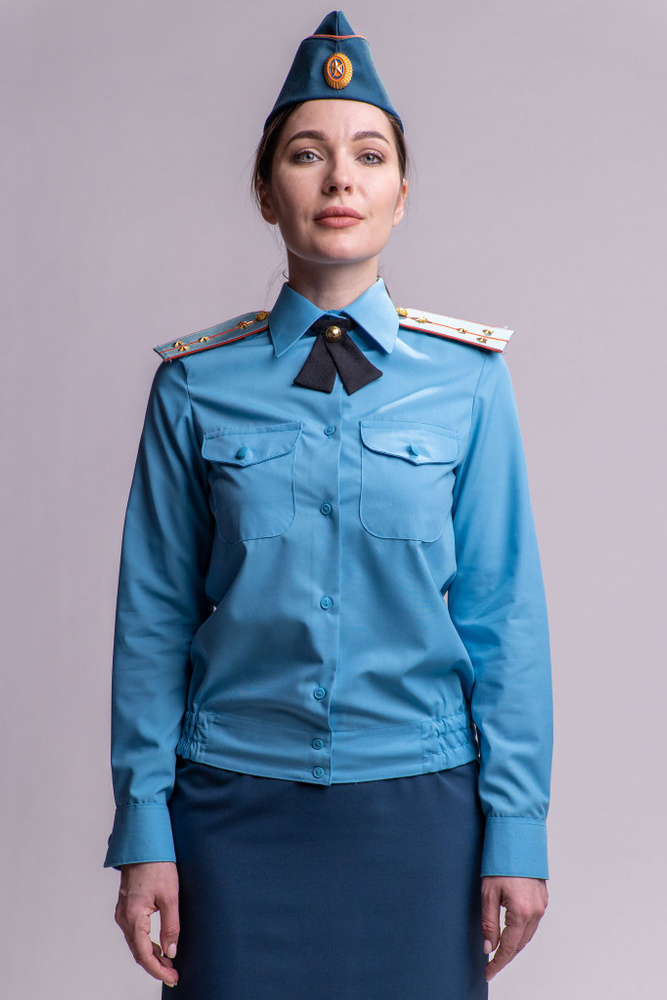 Рубашка МЧС женская голубая, длинный рукав #1