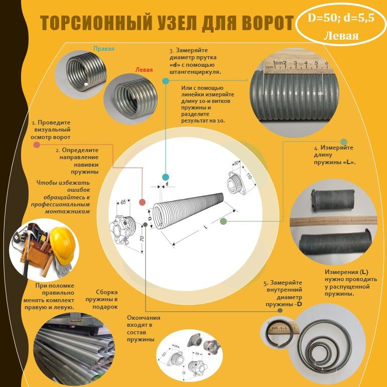 Торсионная пружина для секционных ворот 51*5.5*950 левая #1