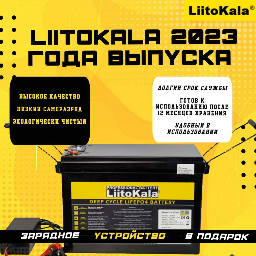 Аккумуляторная батарея LiFePO4 LiitoKala 12 V, 200Ah + зарядное устройство  #1