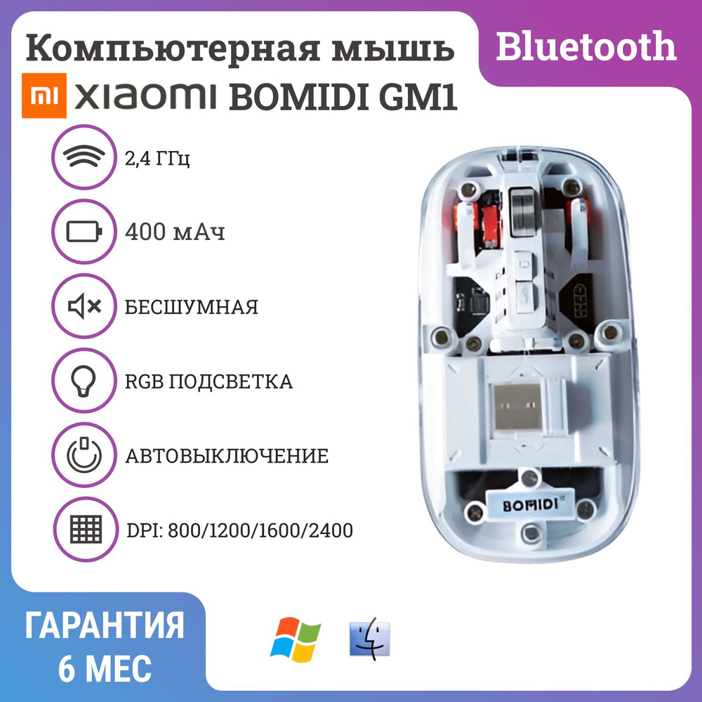 Беспроводная мышь Xiaomi BOMIDI GM1, Белая #1