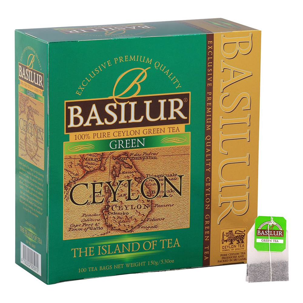 Чай в пакетиках зеленый Basilur Чайный остров Цейлон "Зеленый", 100 пакетиков  #1