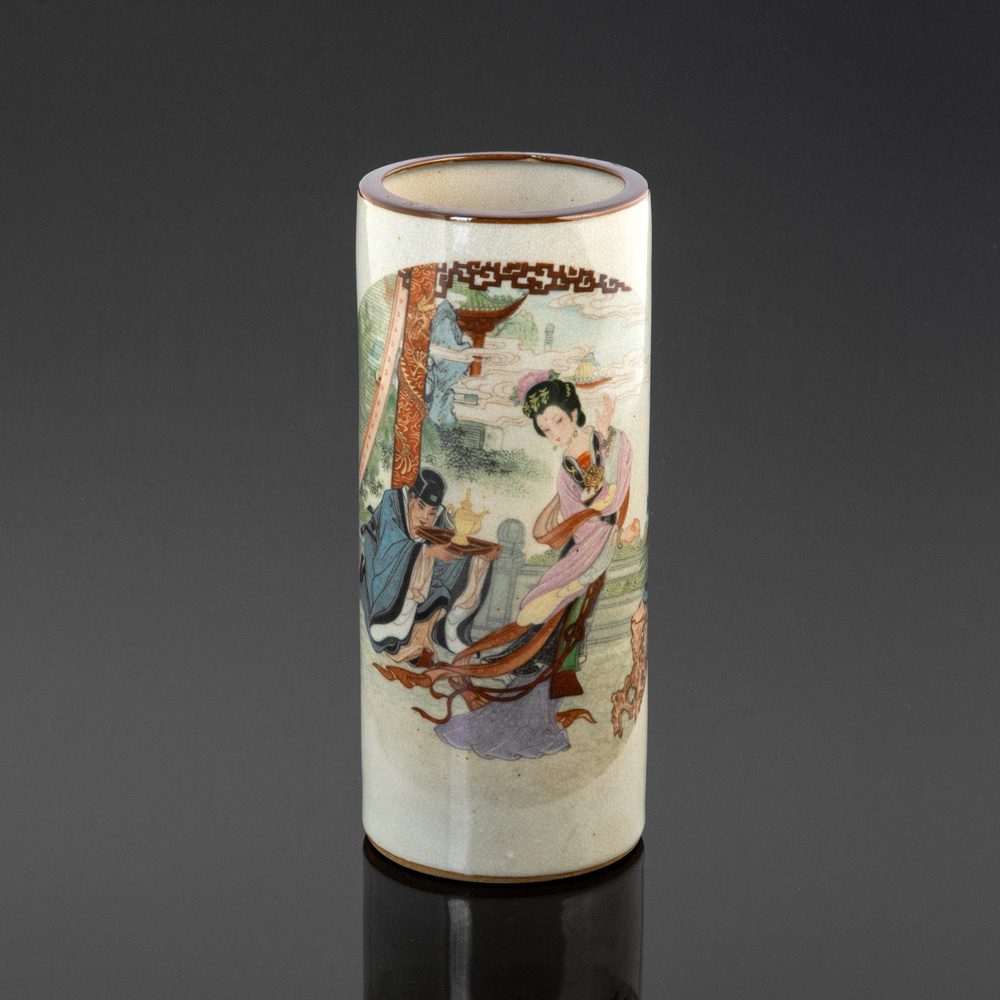 Ваза винтажная Драгоценная наложница в стиле керамики шивань, фарфор, деколь, Китай, 1970-1990 гг.  #1