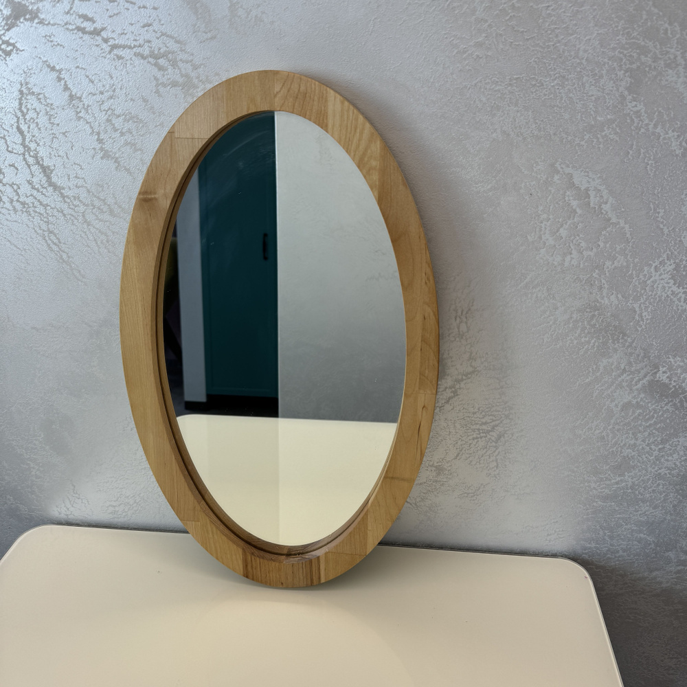 Зеркало интерьерное настенное, Briola, овальное в деревянной раме, 78,5х58,5 см, цвет натуральный, берёза #1