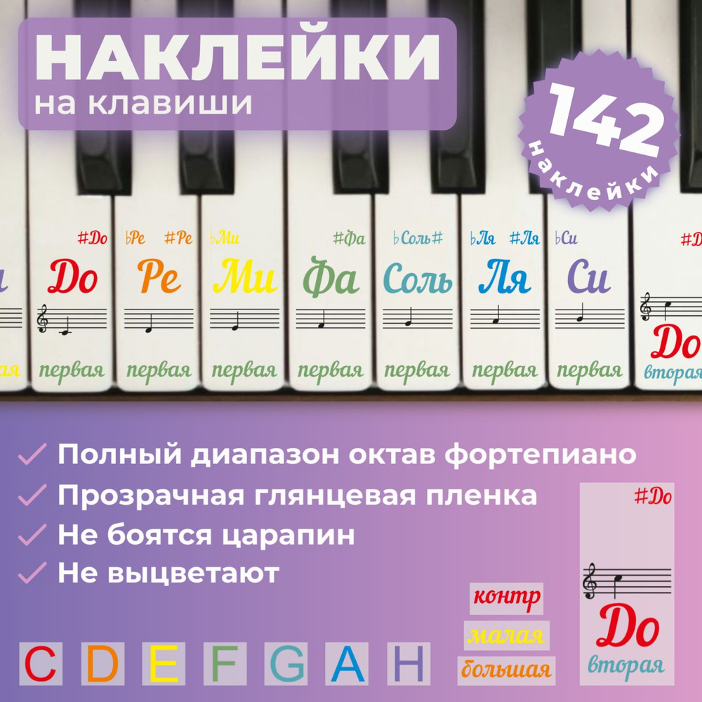 Наклейки на клавиши пианино, синтезатора, фортепиано, аккордеона купить ...