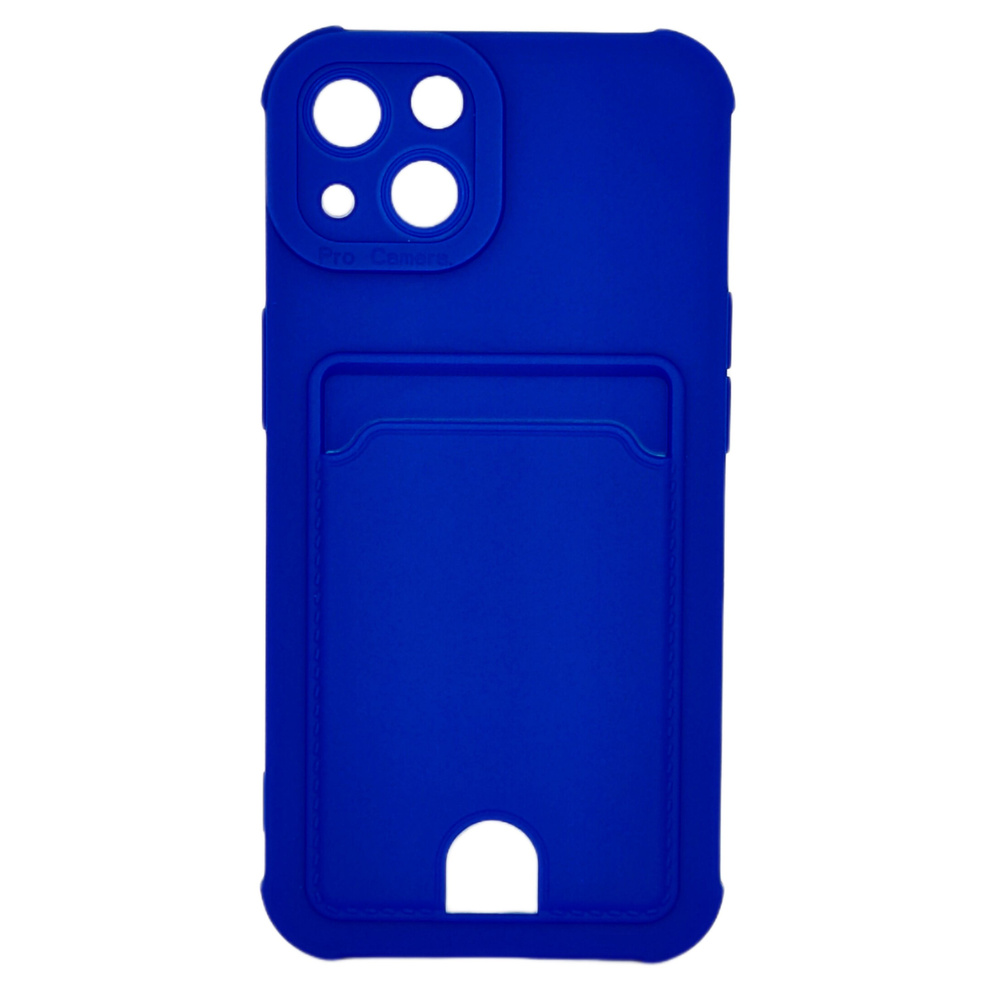 Чехол на айфон 13 с карманом для карт, синий #1