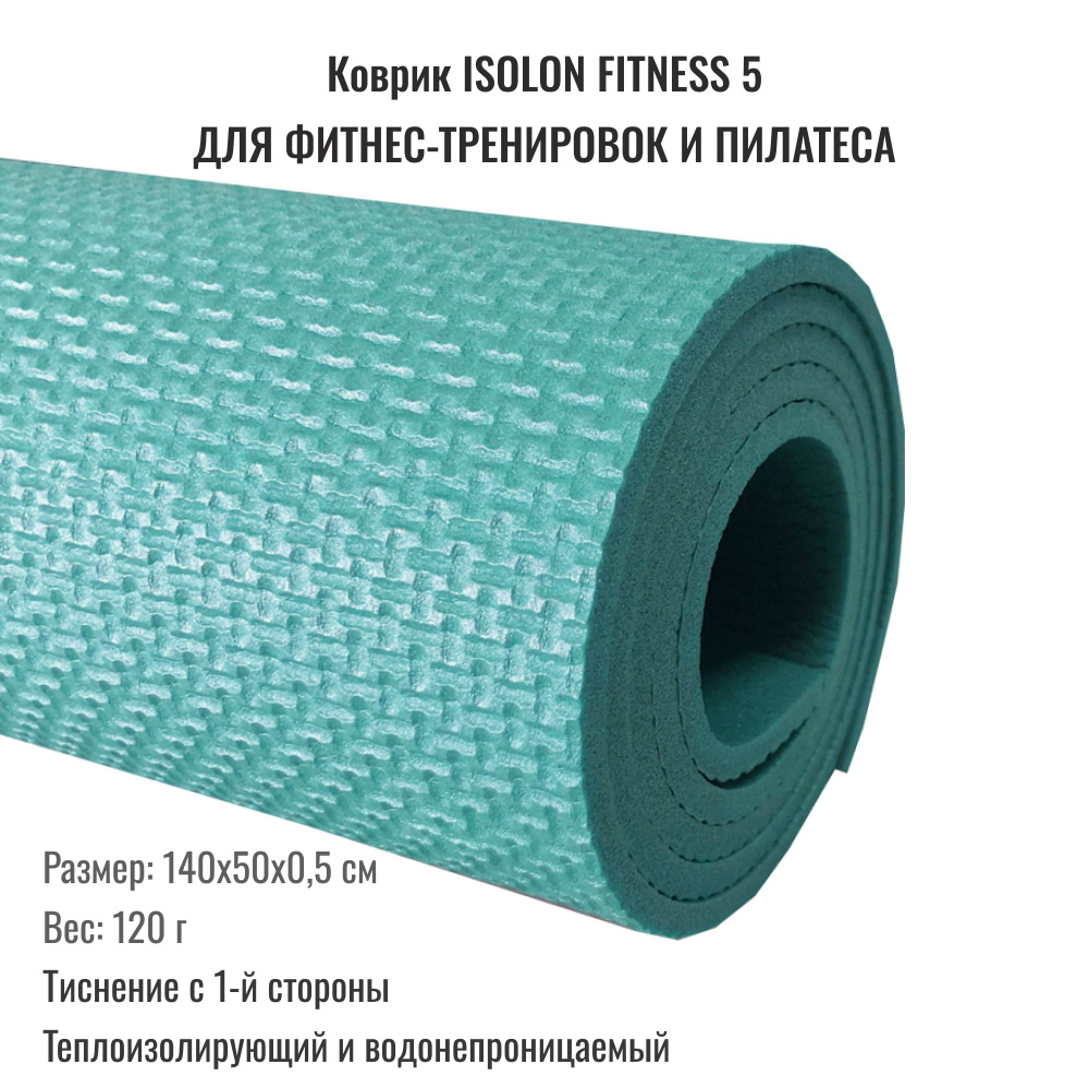 Коврик для фитнеса Isolon Fitness, бирюзовый. Эластичный, легкий, для аэробики и зарядки.  #1